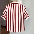 thumbnail image 7 of Admvng Women's Striped Shirt Lapel V Neck Short Sleeve Front Twist Knot Casual Summer Blouse Tops, 7 of 7