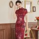 thumbnail image 1 of Vestido cheongsam de primavera y verano, vestido de satén para mujer, moda retro ajustada, disfraces de banquete, 1 of 6