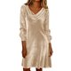 thumbnail image 3 of TaTaai Women's Long Sleeve Sequin Dress Gold Velvet with Dropped Neck Gathering Stretchy Knee Length Party Evening Gown Gift, 3 of 8