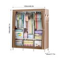 thumbnail image 5 of E-Greetshopping Portable Closet Organizer, 67"x49"x18" Wardrobe Closet with 3 Hanging Rods, 6 Clothes Storage Organizer Shelves, Easy to Assemble, Dustproof Non-woven Fabric Closet Storage(Black), 5 of 6