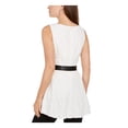 thumbnail image 2 of ADRIANNA PAPELL Womens Ivory Lace Tie Sleeveless Jewel Neck Peplum Top 8, 2 of 4
