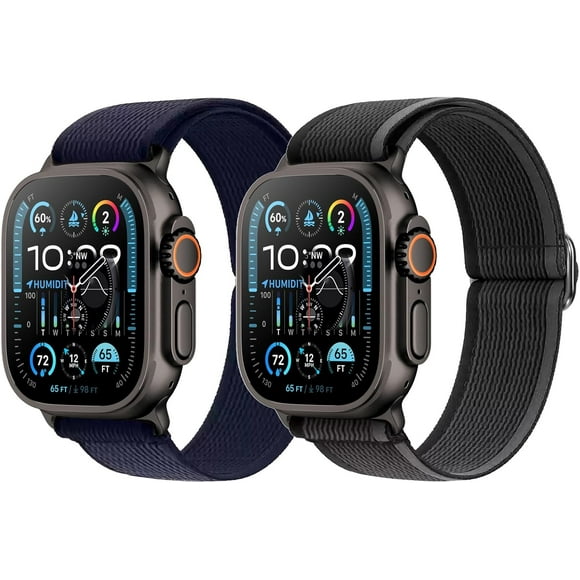 shiyou-2 PACK Nylon Bracelet Compatible with Apple Watch Strap SE Ultra 2 1, Series 10 9 8 7 6 5 4 3 2 1 Women Men, Stretchy Bands for iWatch 38mm 40mm 41mm 42mm 44mm 45mm 46mm 49mm