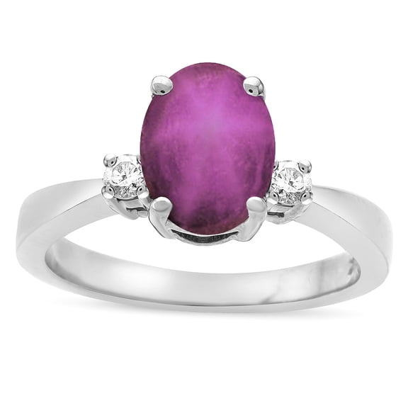 Star K � 3 Three Stone Oval Created Star Ruby Classic Engagement Promise Ring