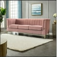 thumbnail image 5 of Modern Designs Velvet Upholstered Living Room Sofa, 3 Seat Sofa Couch with Golden Metal Legs for Home, Apartment or Office, 5 of 8