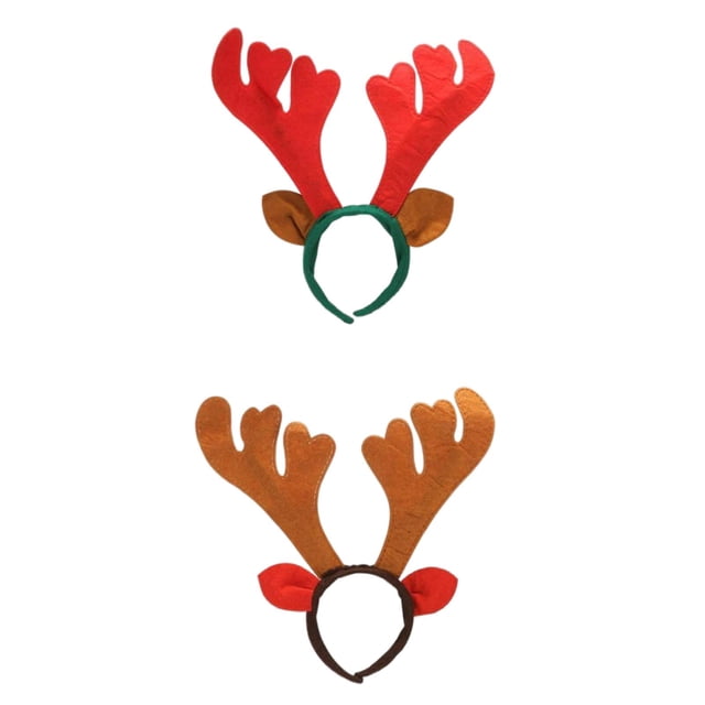 2 Piezas de Adorno de Diadema de Cuerno de Reno Navideño para Niña, Marrón, Rojo, Asta. Zulema Linda banda para el cabello