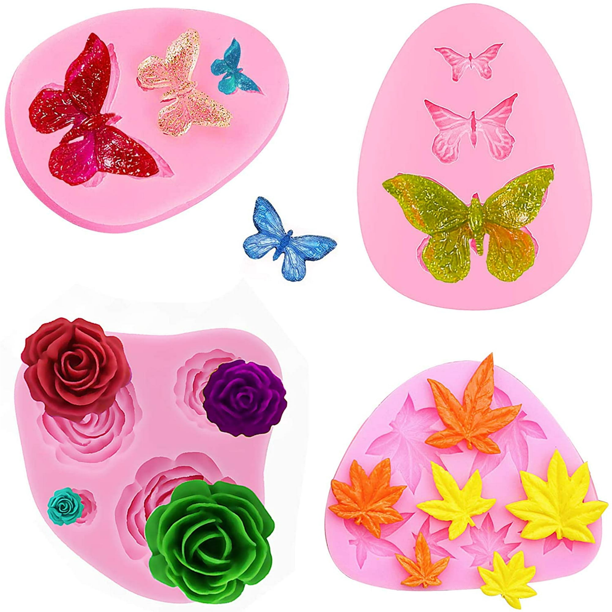 Butterfly/Leaf/Rose Flower Candy Silicone Molds, 4Pcs Cake Baking Mold/Cake  Fondant Mold for Chocolate Fondant Polymer Clay Soap Crafting Projects &  Cake Decoration | Walmart Canada