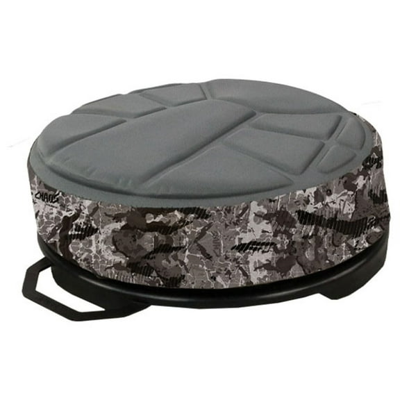 Hawk Memory Foam Bucket Top Seat - Silent Lightweight Comfortable Swiveling Portable Camo Chair for Camping, Hunting, Fishing | Easily Mounts to 2.5-7 Gallons Bucket