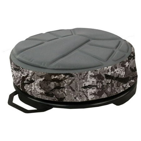 Hawk Memory Foam Bucket Top Seat - Silent Lightweight Comfortable Swiveling Portable Camo Chair for Camping Hunting Fishing | Easily Mounts to 2.5-7 Gallons Bucket