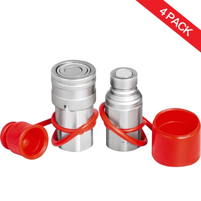 VEVOR Hydraulic Coupler 1/2 Body with 1/2" NPT Thread 27.6 MPa Hydraulic Quick Connect 4 Pairs Hydraulic Coupling Quick Connect 45.5 L/min Hydraulic Quick Coupler