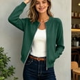 thumbnail image 5 of Guluxicc Women's Bomber Jackets with Pockets Full Zipper Long Sleeve Solid Casual Jackets for Everyday Wear Fall Winter Casual Outfits, 5 of 8