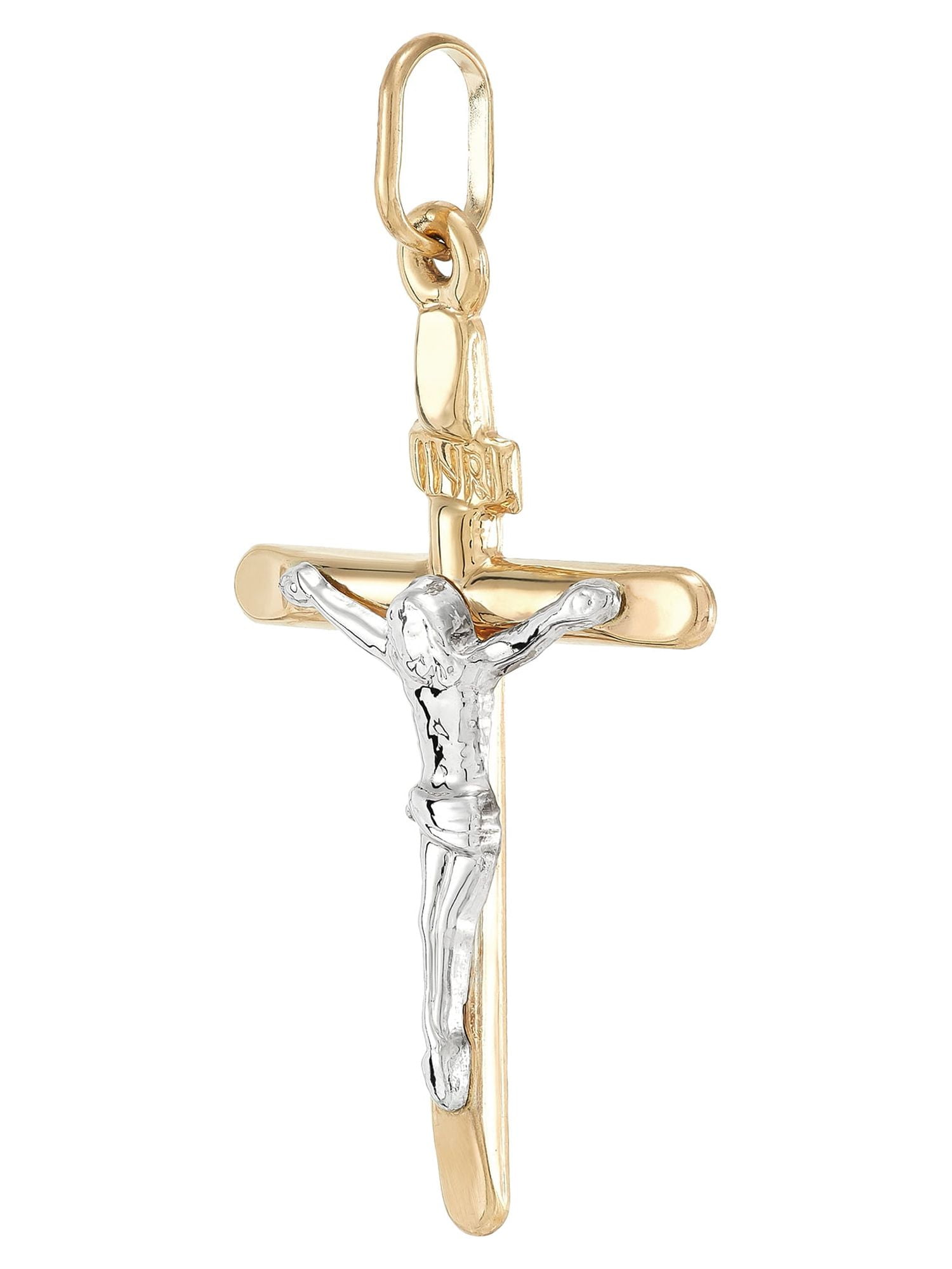 Brilliance Fine Jewelry 10K Yellow and White Gold Crucifix Cross Charm