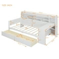 thumbnail image 7 of Twin Size Daybed Frame, Multi-functional Bed with Storage Shelves, Wooden Bed Frame with 2 Storage Drawers and Study Desk, Space-Saving, for Bedroom, 7 of 7