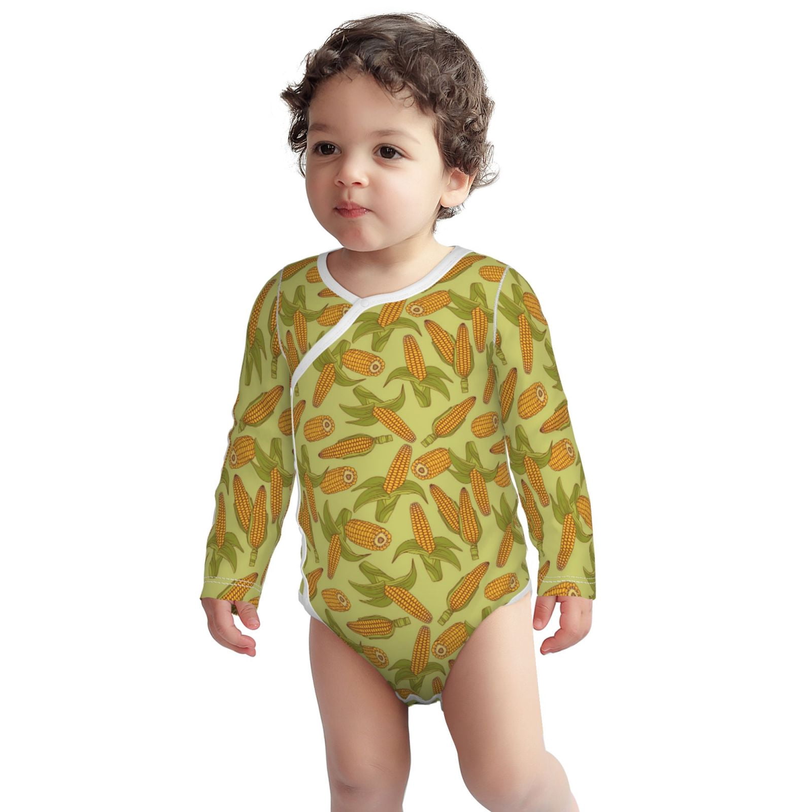 Xecao Corn Print Baby unisex-baby Cotton Long-sleeve Bodysuits-3 Months
