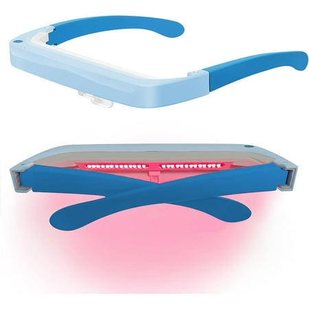 SHIORLAM 670nm Red Light Therapy Glasses, 10000 LEDs High-Density Array Eye Care Glasses, Rechargeable Light Therapy with 4 Timer Settings, 12.8oz Ergonomic Design for Visual Comfort (Blue/White)