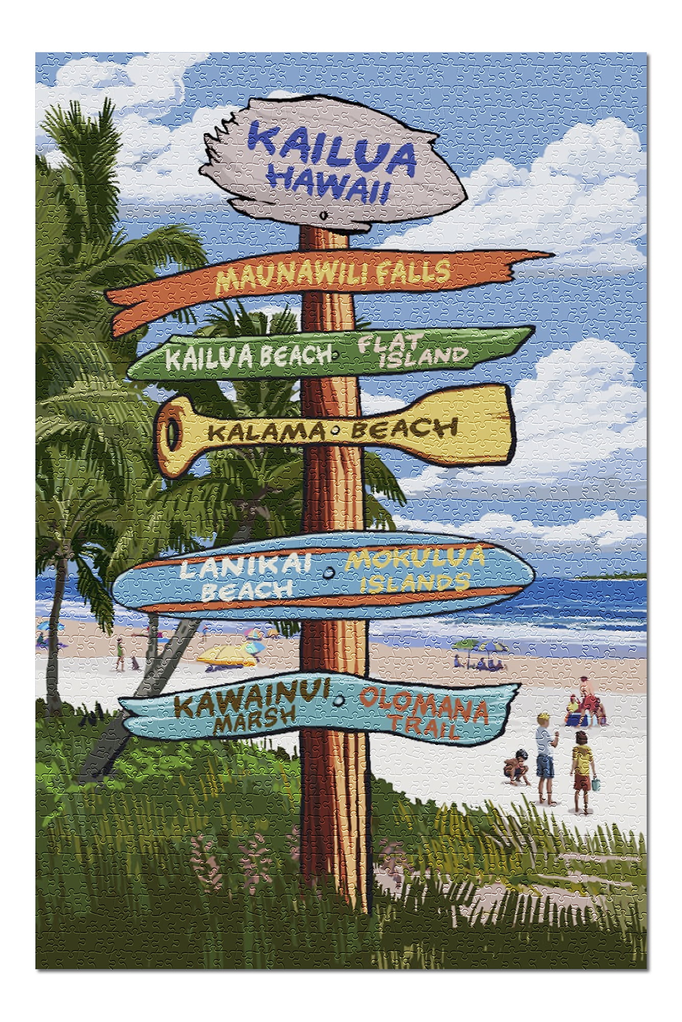 Kailua, Hawaii Destination Signpost (20x30 Premium 1000 Piece Jigsaw Puzzle, Made in USA
