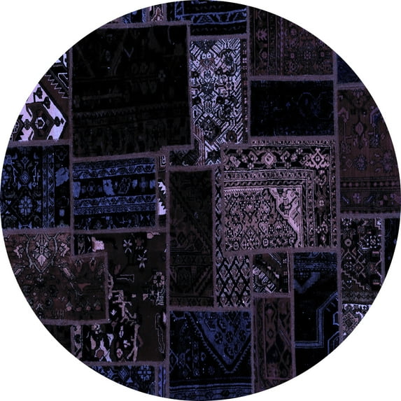 Ahgly Company Indoor Round Abstract Blue Modern Area Rugs, 7' Round