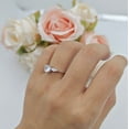 thumbnail image 3 of Three Stone Ring Kite Shape Aquamarine Cubic Zirconia Rose Tone 925 Sterling Silver, Size 9, 3 of 7