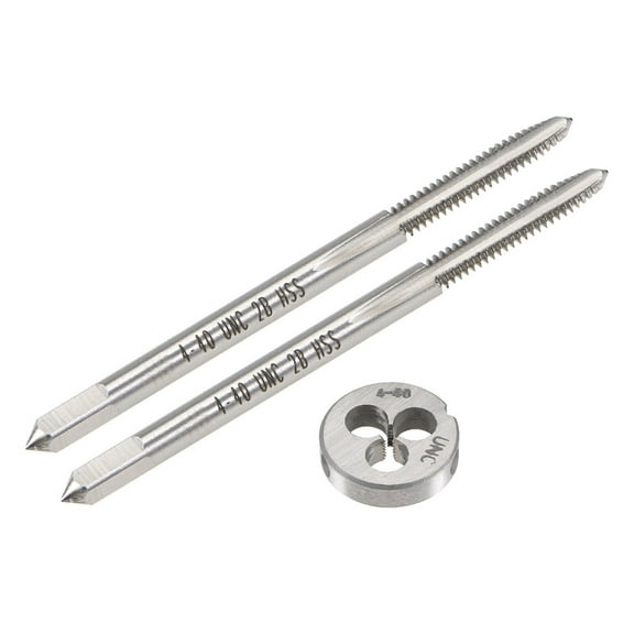 Uxcell Tap and Die Set 4-40 UNC Screw Tap & Round Die Thread Repair Tapping Tools 3 Pieces
