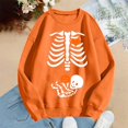 thumbnail image 4 of KHONTS Women's Skeleton Halloween Maternity Sweatshirts Crewneck Pullover Tops Pregnancy Announcement Tee Tops Orange S, 4 of 5