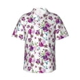 thumbnail image 2 of Xecao Violets Flowers print Hawaiian shirt - a stylish short-sleeve button-down for men, perfect for casual beach and tropical outings., 2 of 9