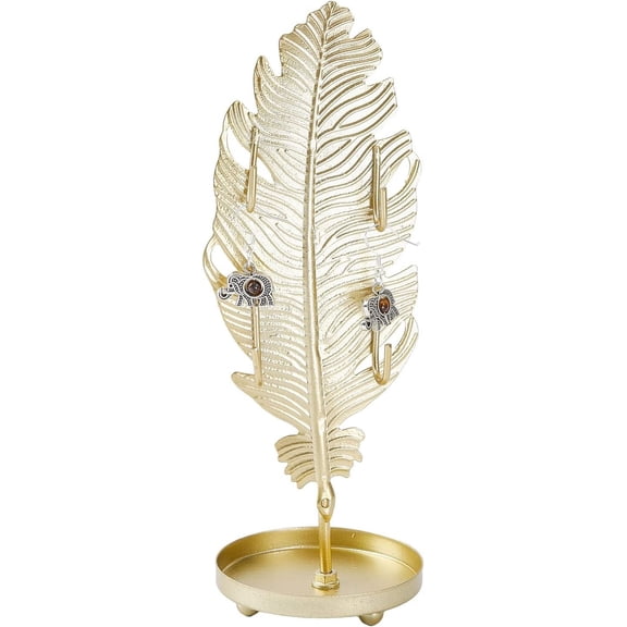 Jewelry Organizer Stand Leaf Jewelry Rack with Metal Tray Jewelry Organizer Holder Jewelry Display Stand Hanging Organizer for Ring Earrings Necklace Bracelet 185x66x70mm Mixed ColorDIY