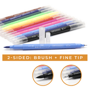 MackOffice Dual Tip Brush and Fine  Markers Point set of 12 Unique Colors for Art Projects, Sketching, Calligraphy, Manga, Bullet Journal Planner Calendar and more.