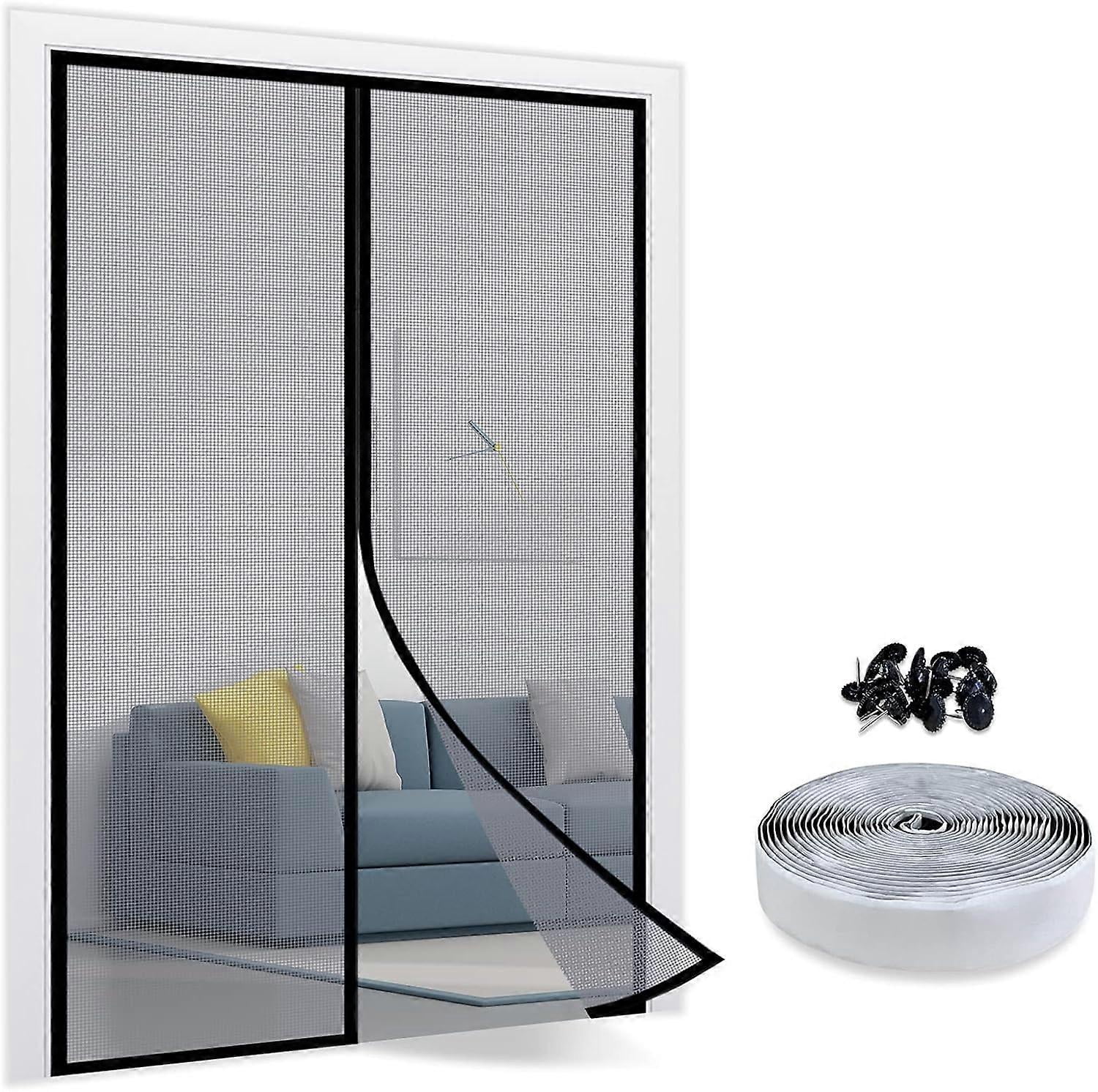 Mosquitera magnética para ventana, ajustable, 120 x 160 cm, marco Mosquitera magnética para ventana, ajustable, 120 x 160 cm, marco
