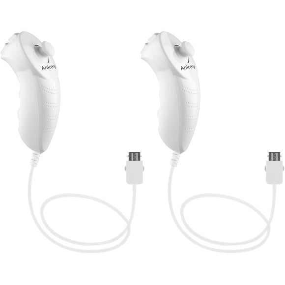 2Packs Nunchuck Controller Remote Replacement for Nintendo Nunchuk Wii Wii U Console White