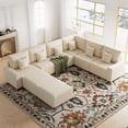 thumbnail image 6 of Advwin 6-Seater Oversized Corduroy Sectional Sofa with 2 Ottomans, Comfy U-Shaped Cloud Modular Couch with Extra-Deep Seating & Removable Covers, Convertible Sleeper Sofa for Living Room, Beige, 6 of 10