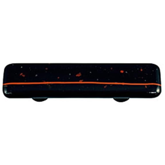 Hot Knobs HK3002-PA Mardi Gras Red with Black Rectangle Glass Cabinet Pull - Aluminum Post