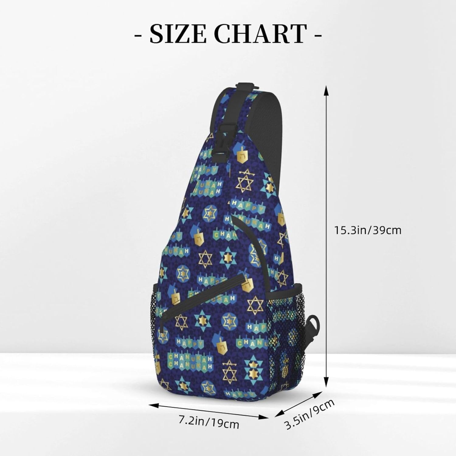 Happy Hanukkah Jewish Chanukah Holiday Sling Bag Crossbody Hiking Travel Chest Bags Backpack Shoulder Daypack for Women Men