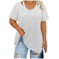 thumbnail image 1 of Camisetas Casuales de Manga Corta Cuello Redondo Sólido, Blusa de Moda de Verano Y Primavera de las Mujeres, 1 of 7