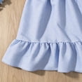 thumbnail image 6 of CUZIBR Toddler Baby Girls Sleeveless Bow Strap Dress Solid Color Square Collar Sleeveless Ruffled Tiered Party A-Line Dresses Summer Breathable Fashionable Swing Boho Beach Sundress,Blue,3-4 Years, 6 of 7
