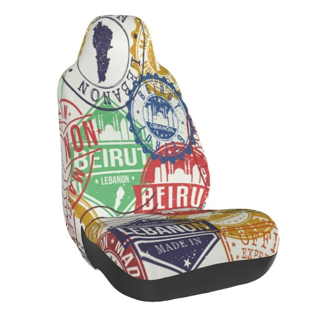 Fotbe Travel Stamp Funda para Asiento de Auto con Estampado – Impermeable y Antisudor – Ajuste Universal, Lavable a Máquina, Antideslizante (1 Pieza)