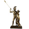 thumbnail image 1 of Escultura de bronce envejecido, resina, guerrero griego y musa, 38 cm, 1 of 2