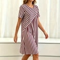 thumbnail image 6 of Snorda Summer Dress for Women Striped Dress Crew Neck Short Sleeve Patchwork Dresses Casual Loose Soft Breathable Dresses for Women All-Day Comfortable Wear, 6 of 7