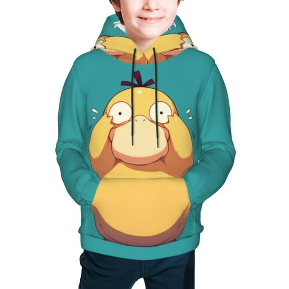 Psyduck Youth Cartoon Hoodie Fashion Long Sleeve Kids Pullover Coat Casual Hoody Hooded Sweatshirts for Boys Girls