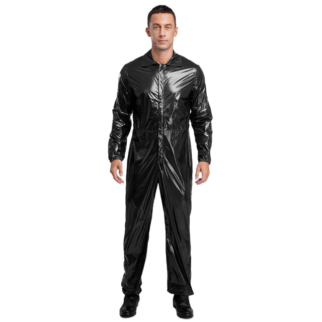 Manyakai Combinaison Imperméable pour Homme, Col Rabattu, Manches Longues, Taille Élastique au Dos, Noir, TG