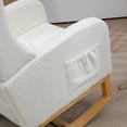 thumbnail image 5 of M optimized Rocking Chair Linen/Sherpa Upholstered Nursery Chair with Retractable Footrest, Side Pocket, High Backrest, Lumbar Pillow, Solid Wood Frame Modern Armchair, 5 of 9