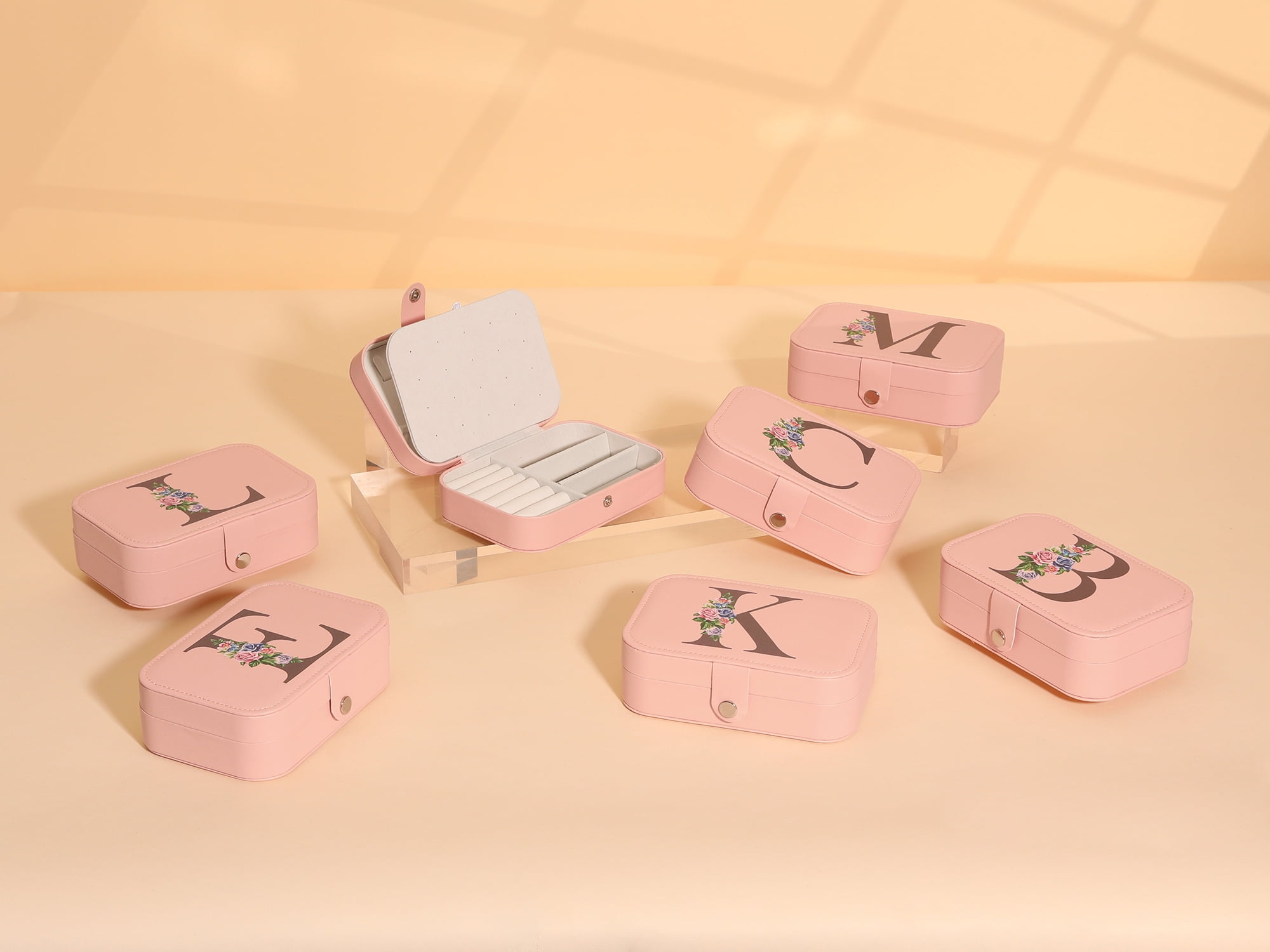 Unique Bargains Jewelry Box Small PU Leather Jewelry Organizer Case Storage Display Holder Pattern M