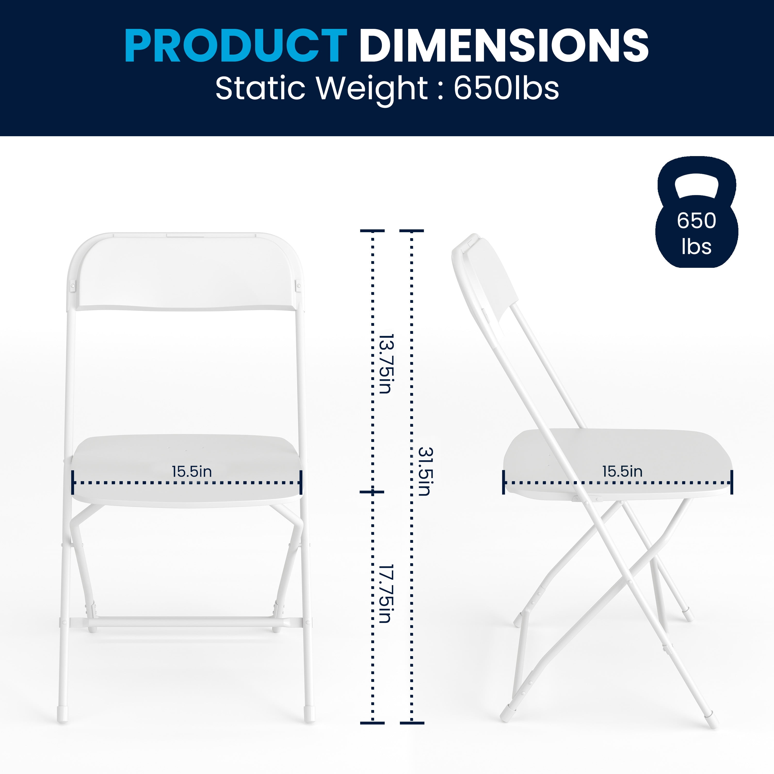 Flash Furniture Hercules Series Plastic Folding Event Chairs for Adults, Set of 10, White
