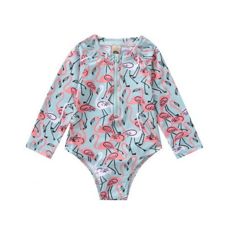 

Children s One-piece Swimsuit Long-sleeved Baby Girls Cute Print Beachwear 1-6 Years