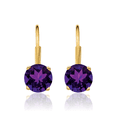 thumbnail image 5 of 14K Solid Yellow Gold 6mm Purple Amethyst Drop Dangle Earrings Gemstone February Birthstone Jewelry, 5 of 10