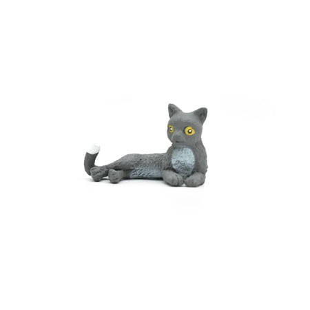 Toy Animal Cat, Laying Down, Gray, Realistic Plastic Replica, Educational Model 2 1/2" CWG240 B306