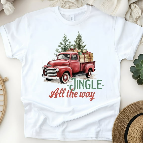 Red Truck Graphic T-Shirt | Vintage Pickup Tee for Men Women Kids, White, Size S