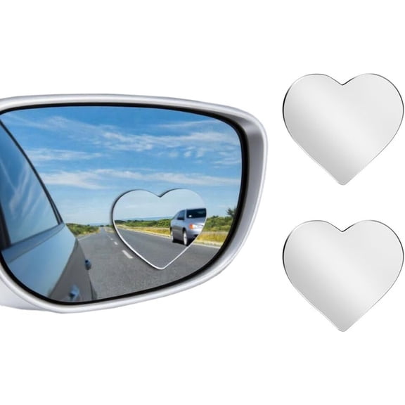 RUseeN Blind Spot Mirror 2 Pack Heart Shaped Car Side Blindspot Mirrors, Removable Wide Angle Mirrors Adjustabe Frameless Convex Rear View Mirror Funny Car Accessoriesfor Car, SUV