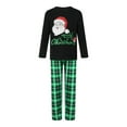 thumbnail image 2 of Elippeo Christmas Family Pajamas Matching Set Santa Claus Print Long Sleeve Tops and Green Plaid Pants Sleepwear, 2 of 10