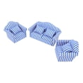 thumbnail image 2 of Miniature Sofa, Dollhouse Sofa Set Light Color Strip Fine Workmanship 3Pcs Delicate Long Life Span 1:12 Eye Catching With Throw Pillow For Decoration Blue, 2 of 8
