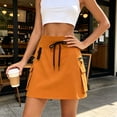 thumbnail image 4 of Levmjia Women Belted Cargo Mini Skirt Polyester High Waist Pocket Solid Color Casual Zipper Skort For Outdoor Daily Summer Wear, 4 of 7