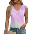 thumbnail image 2 of AherBiu Summer Tops for Women Tie-Dye Tank Top Ruffle V Neck Casual Loose Basic Comfy Top Tees Shirts, 2 of 6